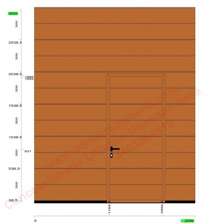 Portone da garage LPU42 su misura L-2500 H-3000 + porta pedonale Greca M DECOGRAIN GOLDEN OAK