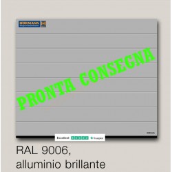 Portone L-2500 H-2250 RAL 9006 alluminio brillante woodgrain greca M Renomatic Hormann