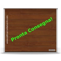 Portone sezionale L-3000 H-2500 noce Dark Oak greca M Renomatic Hormann